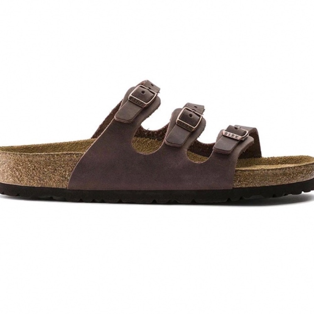 Birkenstock Florida Soft Footbed Mocha Brown Three Strap Women's Sandals Size 8